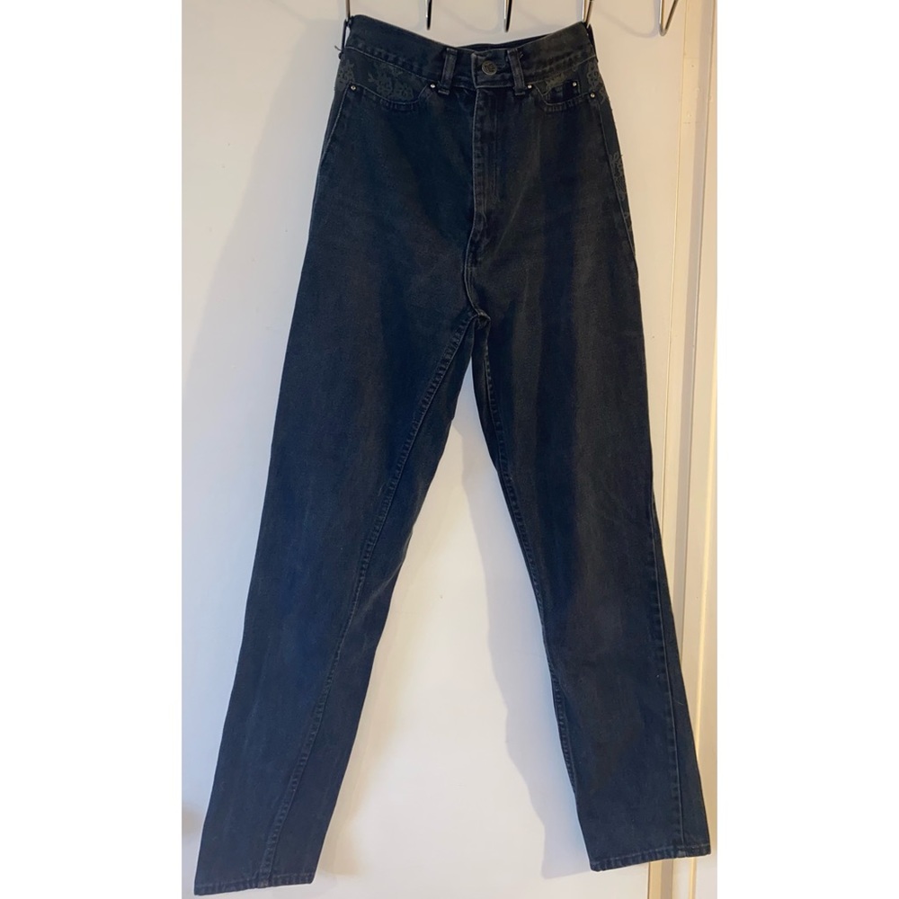 PULSE Vintage 70s Black Dark Wash Denim High Waisted Jeans
